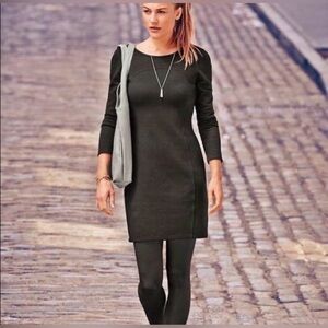 Athleta Black Long Sleeve Zip Front Ponte Dress XS Excellent Condition
